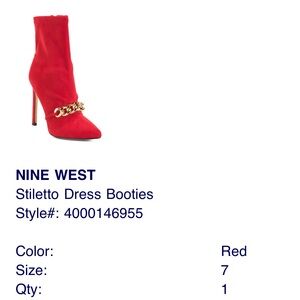 Nine West Red Chain Stiletto Booties